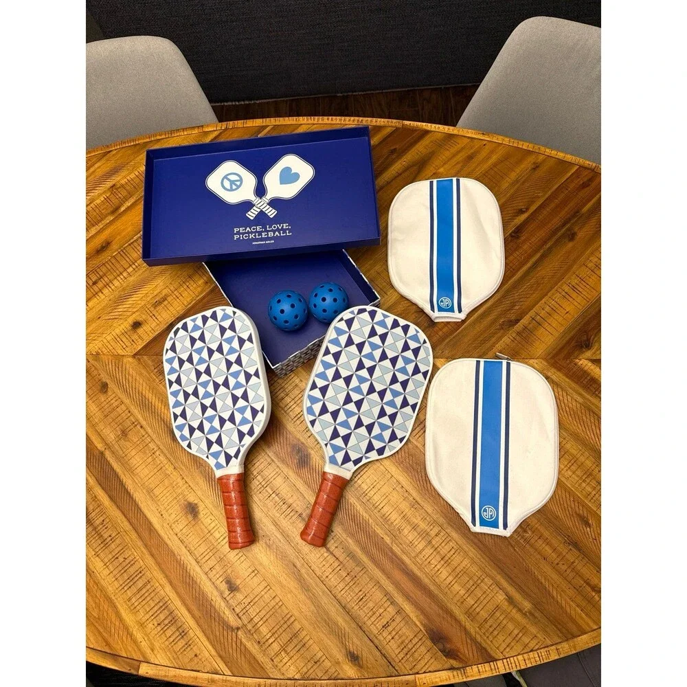 Jonathan Adler Sorrento Pickleball Set NWT 2 Paddles Covers Balls Box